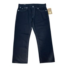 True Religion Mens Ricky Spt Straight Jeans 40x30 Black Denim USA Y2K NWT