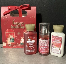 Bath & Body Works Winter Candy Apple Gift Set Lotion Mist Shower Gel 3 oz NEW