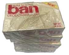 BAN Deodorant Bar Soap Regular Scent - 4.5 Oz  -Lot Of 4 - Made In USA