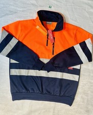 WORK IDEA High Visibility Reflective Quarter Zip Sweatshirt Work Jacket Size M