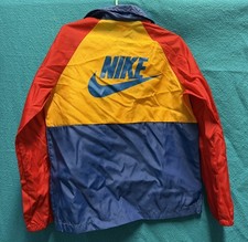 Vintage 80s Nike Windbreaker Big Logo Pullover Nylon Colorblock Youth Medium