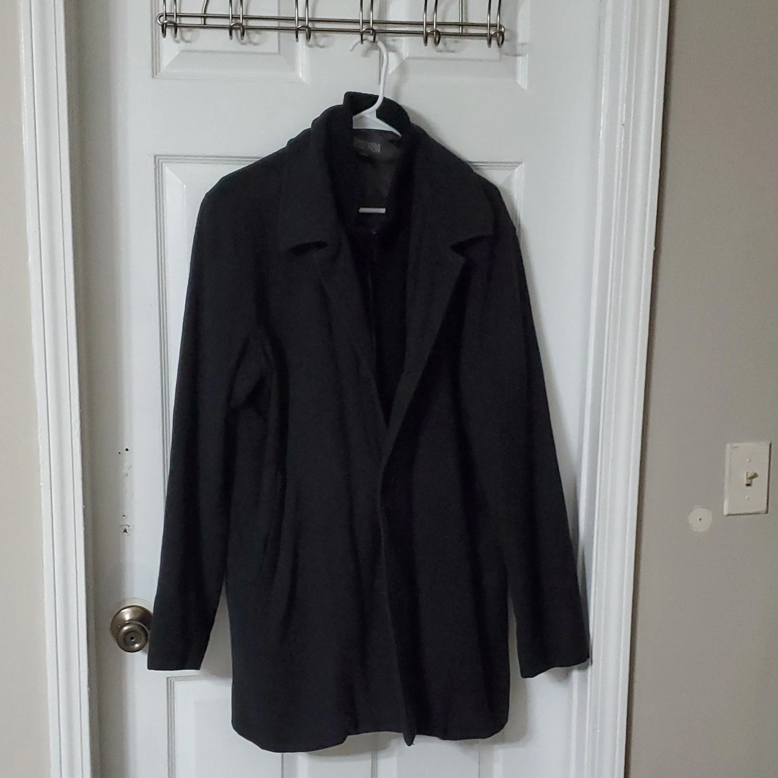 Kenneth Cole Reaction Men's Black Cotton Blend Overcoat Zip/Button L image 6