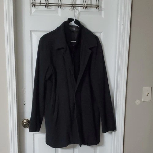 Kenneth Cole Reaction Men's Black Cotton Blend Overcoat Zip/Button L image 6
