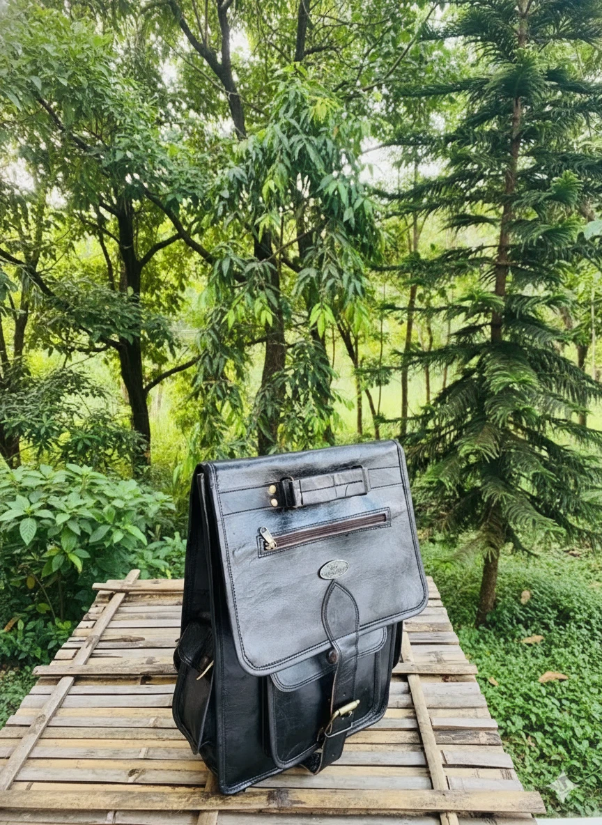 16" Travel Premium Goat Large Backpack Laptop Gym Bag Wield Leather