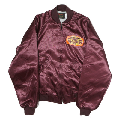 PLA JAC Herren Bomber S Weinrot Nylon Unifarben Reißverschluss Satin-Finish