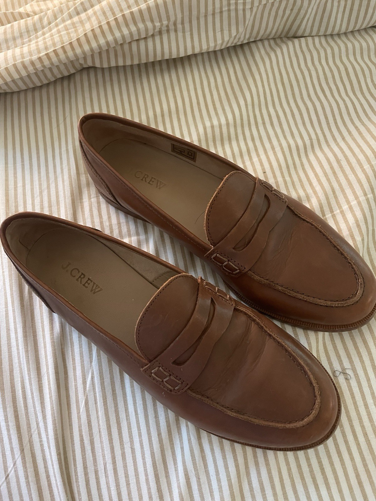 J.CREW Women’s Brown Leather Loafer Flats Slip-On Almond Toe Size 9