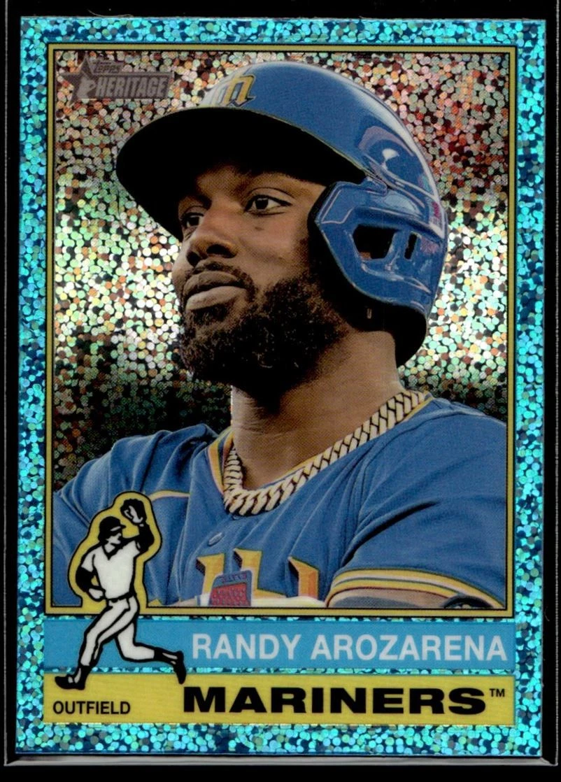 2025 Topps Heritage Chrome Aqua Sparkle Refractor Randy Arozarena Seattle