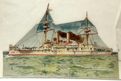 1896 Boston Sunday Globe Supplement US Navy Cruiser Boston Forbes Paper Die Cut