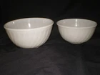 Vtg Set of 2 Fire King Ware SWIRL 8" 7" White Milk Glass Nesting Mixing Bowls