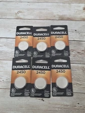 6 Pack Genuine Duracell 2450 Lithium 3V Coin Cell Batteries CR2450