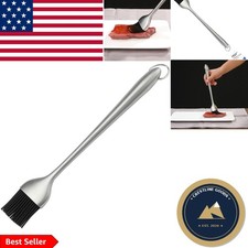 Heavy-Duty BBQ Basting Brush   Silicone Bristles  12-Inch Stainless Steel Ha...