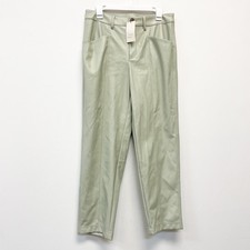 A New Day Women's Faux Leather Sage Green Pants Front Pocket Size 10