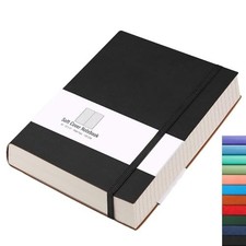 Lined Journal Notebook, 320 Numbered Pages, B5 Size, Black, Soft Cover