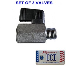 1/4" Mini Ball Valve Stainless Steel Female x Male 1/4 NPT Shut-Off Set of 3 