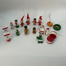 Set of 18 Vintage Hand Painted Wooden Christm...