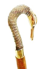 Designer Brass Swan Head Handle Handmade Vintage Style Wooden Walking Stick