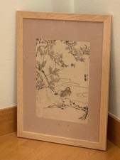 Edo period woodblock print camellia and duck duck