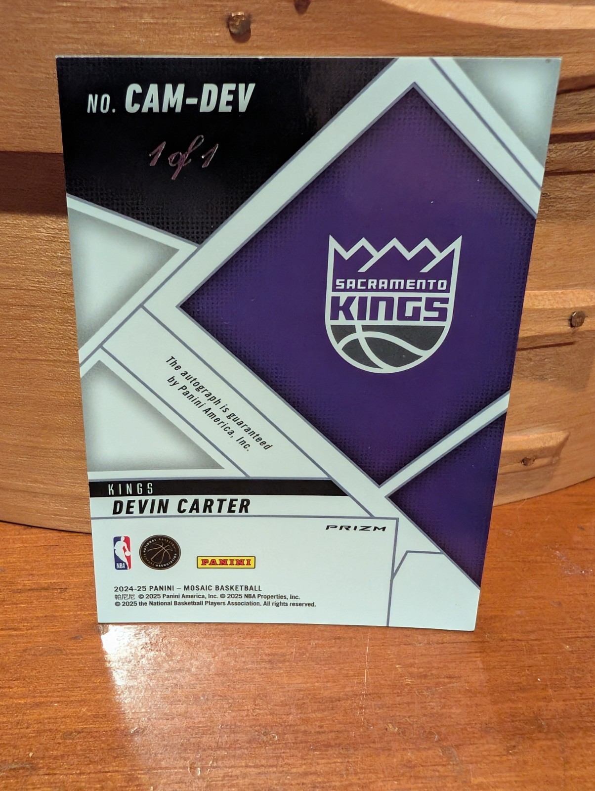 Panini 2024-25 Mosaic Collage Autographs Prizm Rookie 1/1 Auto Devin Carter RC view 3