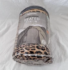 Biddeford Heated Microplush Leopard Cheetah Throw Electric Blanket NIP