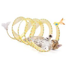 Spiral Tunnel Cat Toy, Self Play Collapsible Spring Kitten Tunnel For
