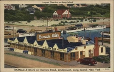 LINDENHURST LONG ISLAND LI NY Barnacle Bill's SEAFOOD CLAM BAR LINEN Postcard