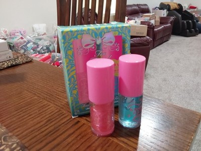 Too Faced Kissing Jelly LIP OIL GLOSS DUO BUBBLE GUM & BLUE SNOW CONE NIB!