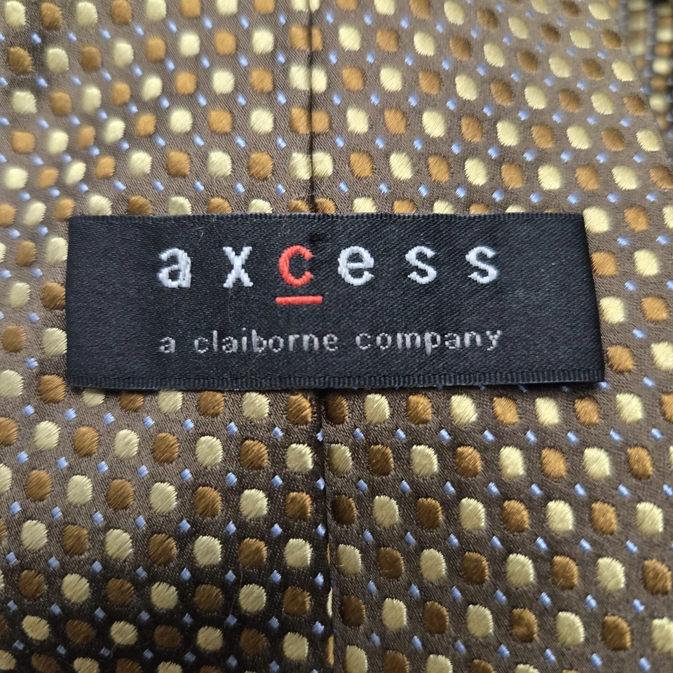 Corbata vintage Axcess 100 % seda hecha a mano marrón y dorado clásico diseñador de lujo Foto 2 de 4