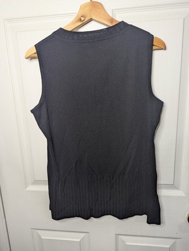 Exclusively Misook Damen Large Top Tank ärmellos V-Ausschnitt Shirt Acryl schwarz - Bild 2 von 3