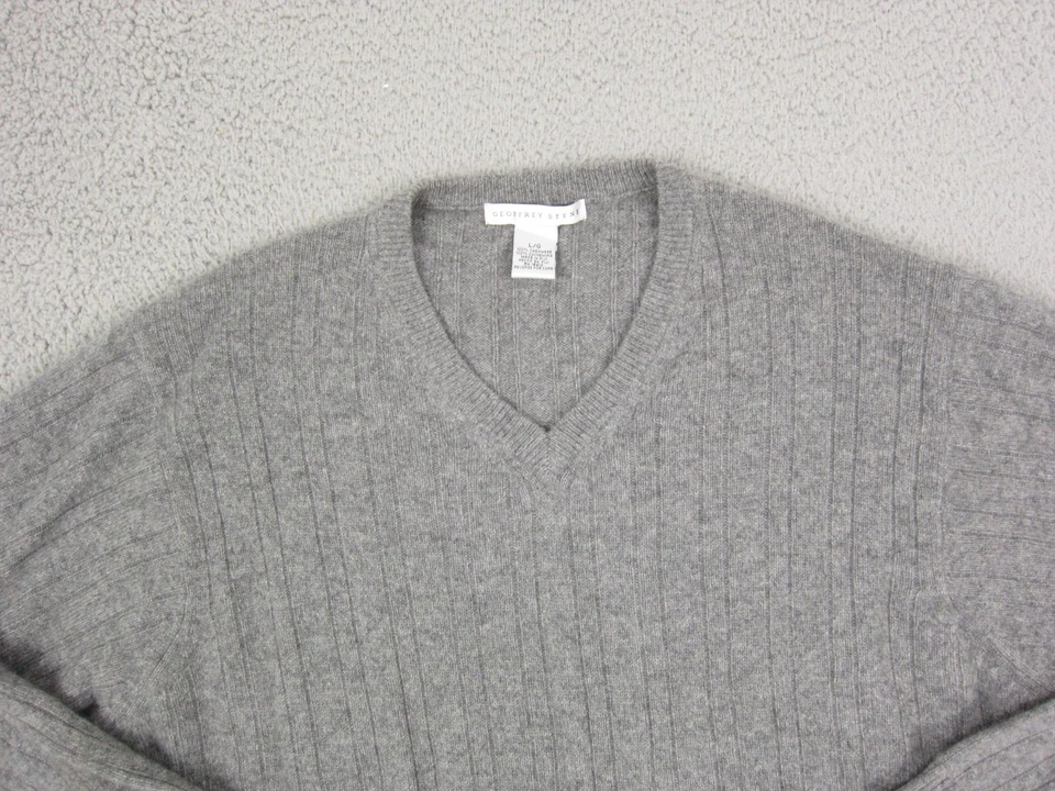 Geoffrey Beene свитер мужской большой серый 100% кашемир v-образным вырезом повседневный пуловер - Изображение 2 из 4