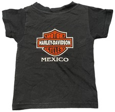 Vintage Y2K Toddler Harley-Davidson T-Shirt Black Bar  Shield Mexico Tee Size 1