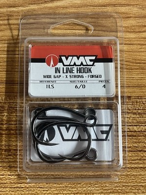 VMC ILS Inline Single 4x Hooks Black Nickel Brand New In Package Size 6/0