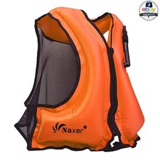 Inflatable Life Jacket Adult Orange 90-200 Lbs Kayak Snorkeling Swim Vest