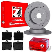Zimmermann Sport Bremsscheiben 258Mm + BelÄGe Hinten FüR Mercedes C-KLASSE W202