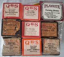 Vintage Piano Roll Lot Word Roll Lot 2 Player Piano Rolls Mixed Titles VG