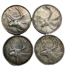 $1 Face Value Canada 80% Silver Quarters 4 Coins Exact Lot In Photos