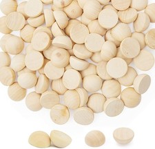 200pcs Mini Half Wooden Beads, 12mm Unfinished Round Split Wood Balls for Craft