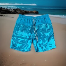 Kirkland Signature Men's Turquoise Floral Swim Shorts Size L