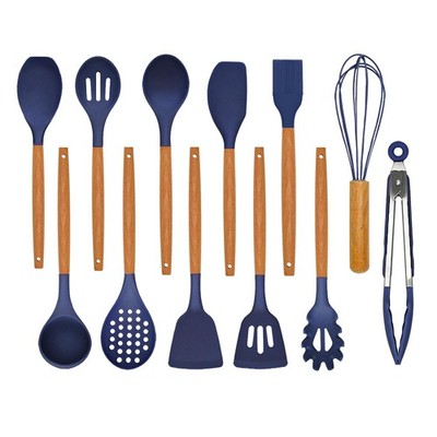 Kitchen Utensils Set - 12 Pcs Silicone Cooking Utensils Set with Wooden Handl...