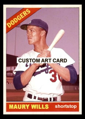 Maury Wills Los Angeles Dodgers Baseball Art Card