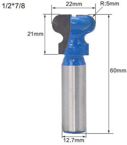 End Milling Cutter Bit 1/4" Shank x 1" Cutting Dia Drawer Stool Finger Pull Mold - Picture 6 of 12