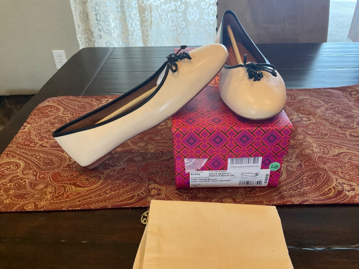 Tory Burch TORY CHARM BALLET FLAT dulce de leche/black,Size 11