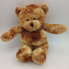 Vtg 10  Fiesta Christmas Golden Teddy Bear Ribbon Bow Soft Lovey Plush No Tag