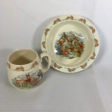 Vintage Royal Doulton Bunnykins English Fine Bone China Cereal Bowl Cup Set