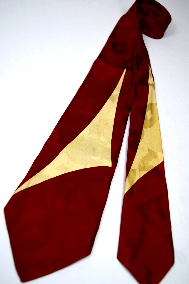 Corbata de cuello de colección Superba Cravats años 30 40 Art Deco velas rubí brocado corbata 51" x 3,75" - Imagen 2 de 4