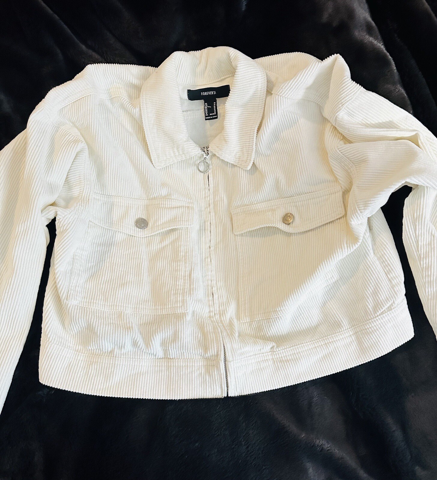Forever 21 Contemporary Womens White Jacket Cropped