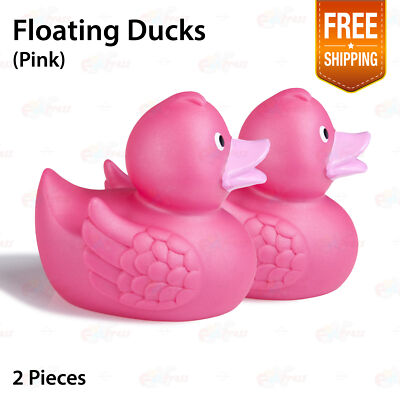 2 Pcs Set Eco-Friendly Fun Pink Rubber Ducks Baby Shower Pool Party Bathtub Gift