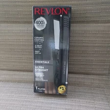 Revlon Essentials Ultra Straight Ceramic Flat Iron 1” Fast Heat Quick Smooth New