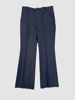 $850 Plan C Women's Blue Pintucked Straight Leg Pants Size IT 40/US 4