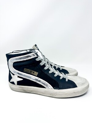 Golden Goose Superstar Slide Canvas High Top Sneaker Black/White 41