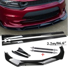 Front Bumper Lip Spoiler Chin Splitter Body Kit Glossy Black For Dodge Charger